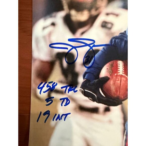 Jason Sehorn signed "458 TFL, 5 TD, 19 INT" autographed New York Giants 8x10 JSA - Picture 3 of 4